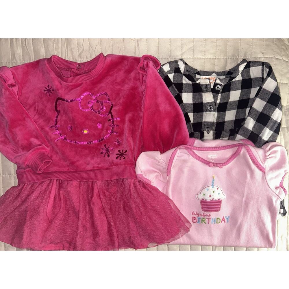 Toddler Girl 18-24 Month Hello Kitty 3 Piece Birthday Bundle Tutu Skirt Dress